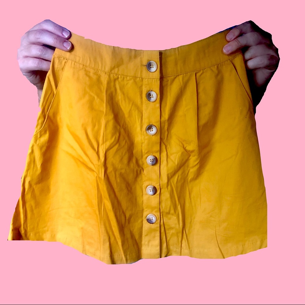 ASOS Yellow Skirt - Button Up